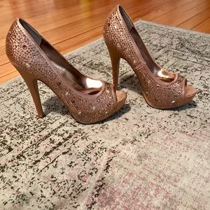 Steve Madden champagne rhinestone heels: